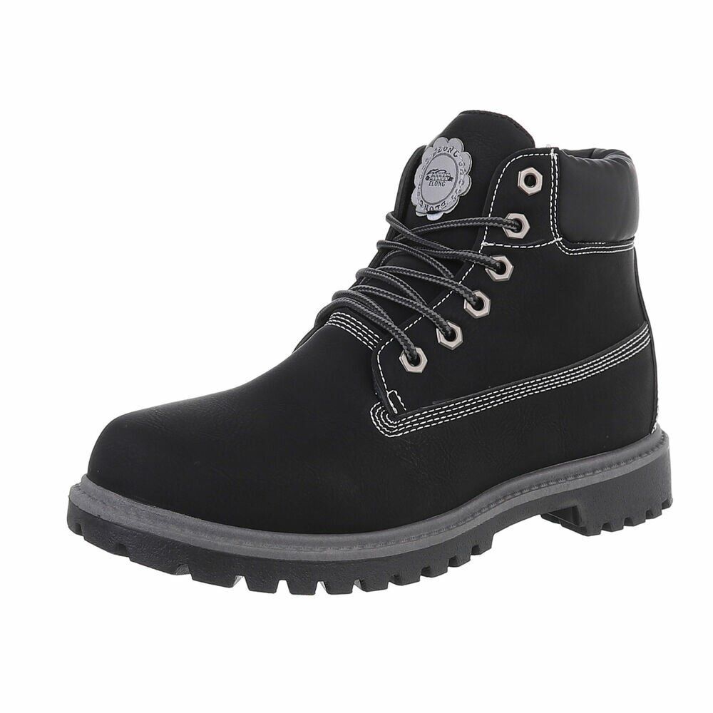 Vyriški juodi „Timberland“ stiliaus auliniai batai su šviesiomis siūlėmis