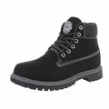 Vyriški juodi „Timberland“ stiliaus auliniai batai su šviesiomis siūlėmis