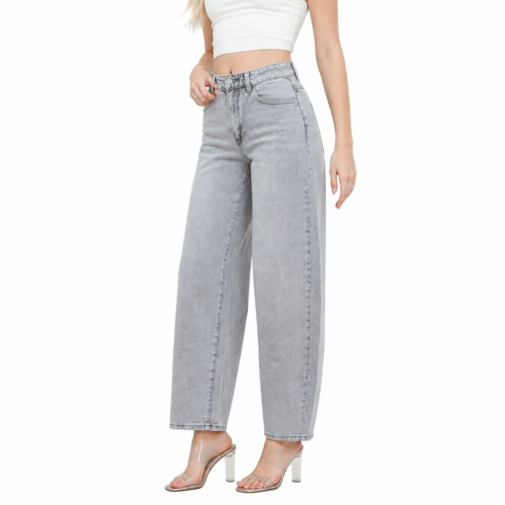 Laisvo kirpimo (mom fit) pilki džinsai