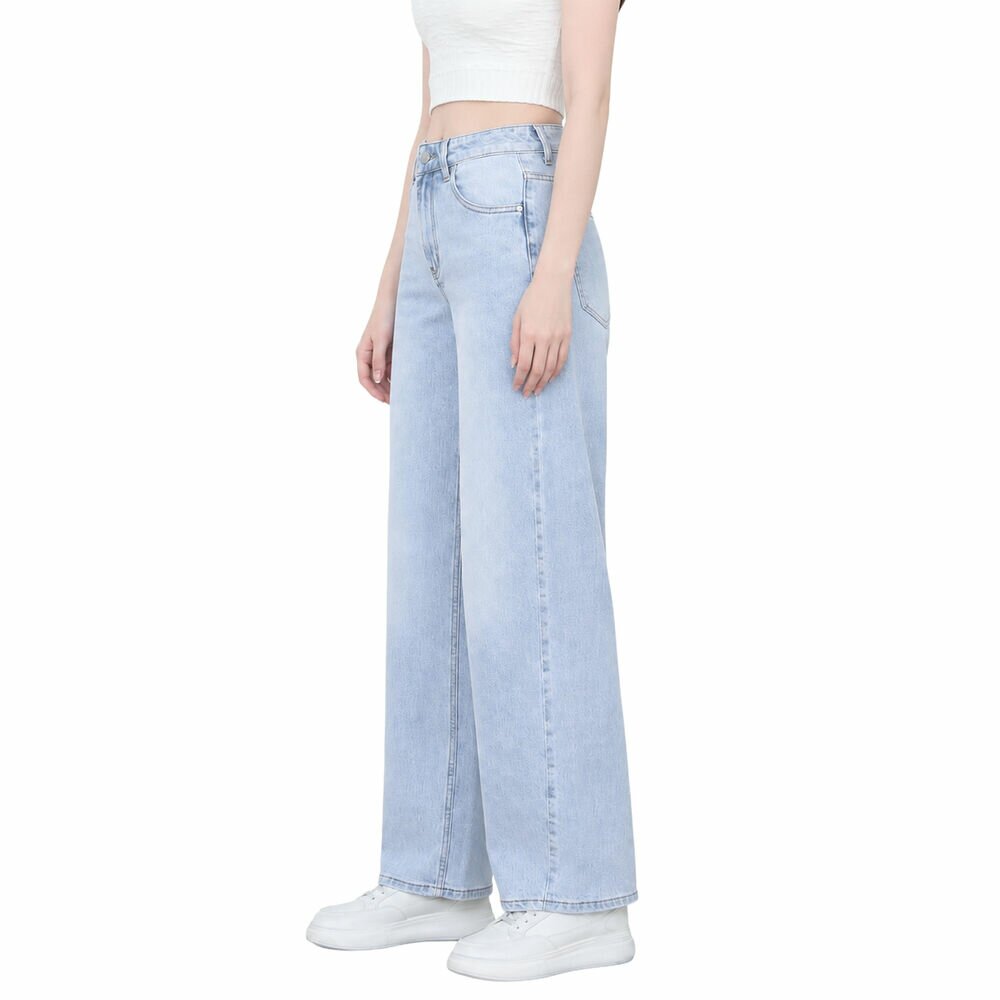 Laisvo stiliaus (mom fit) šviesūs džinsai