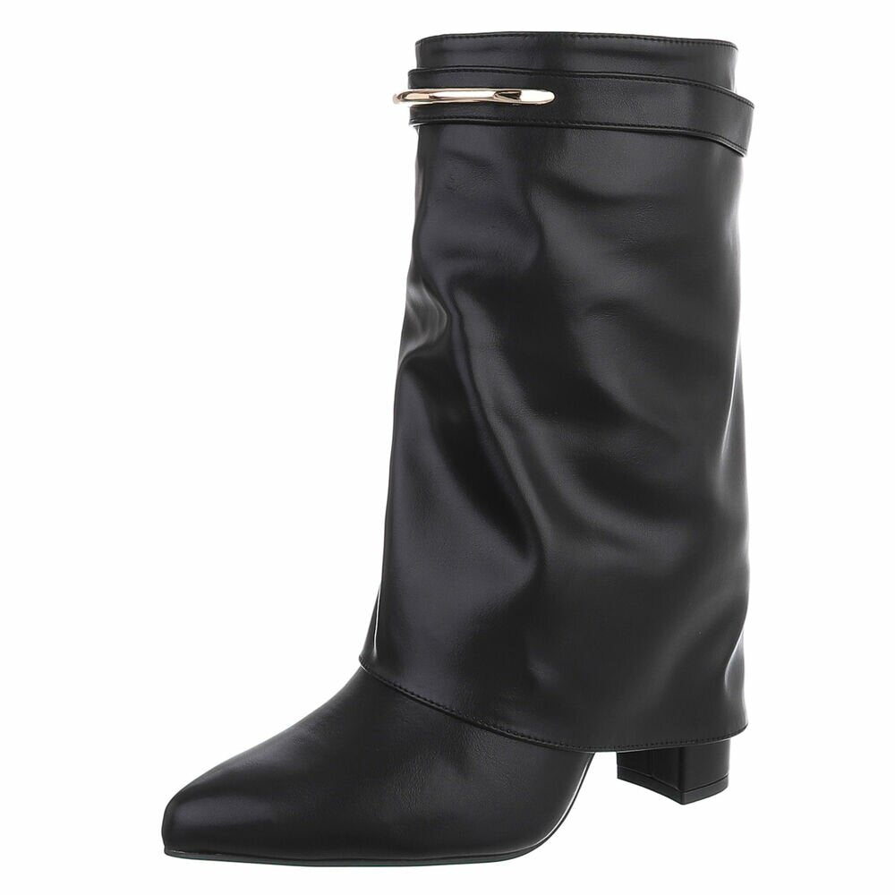 Stilingi slouchy / laisvo stiliaus juodi aukštakulniai aulinukai