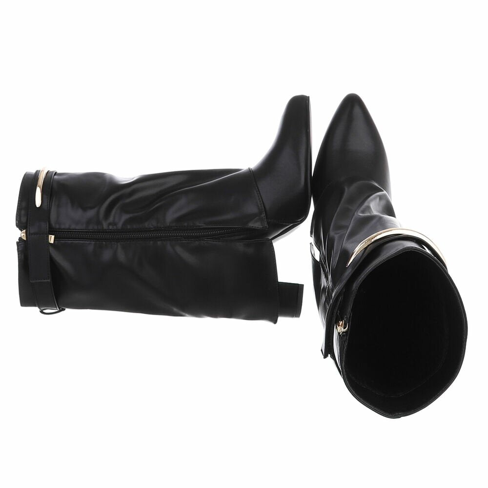 Stilingi slouchy / laisvo stiliaus juodi aukštakulniai aulinukai