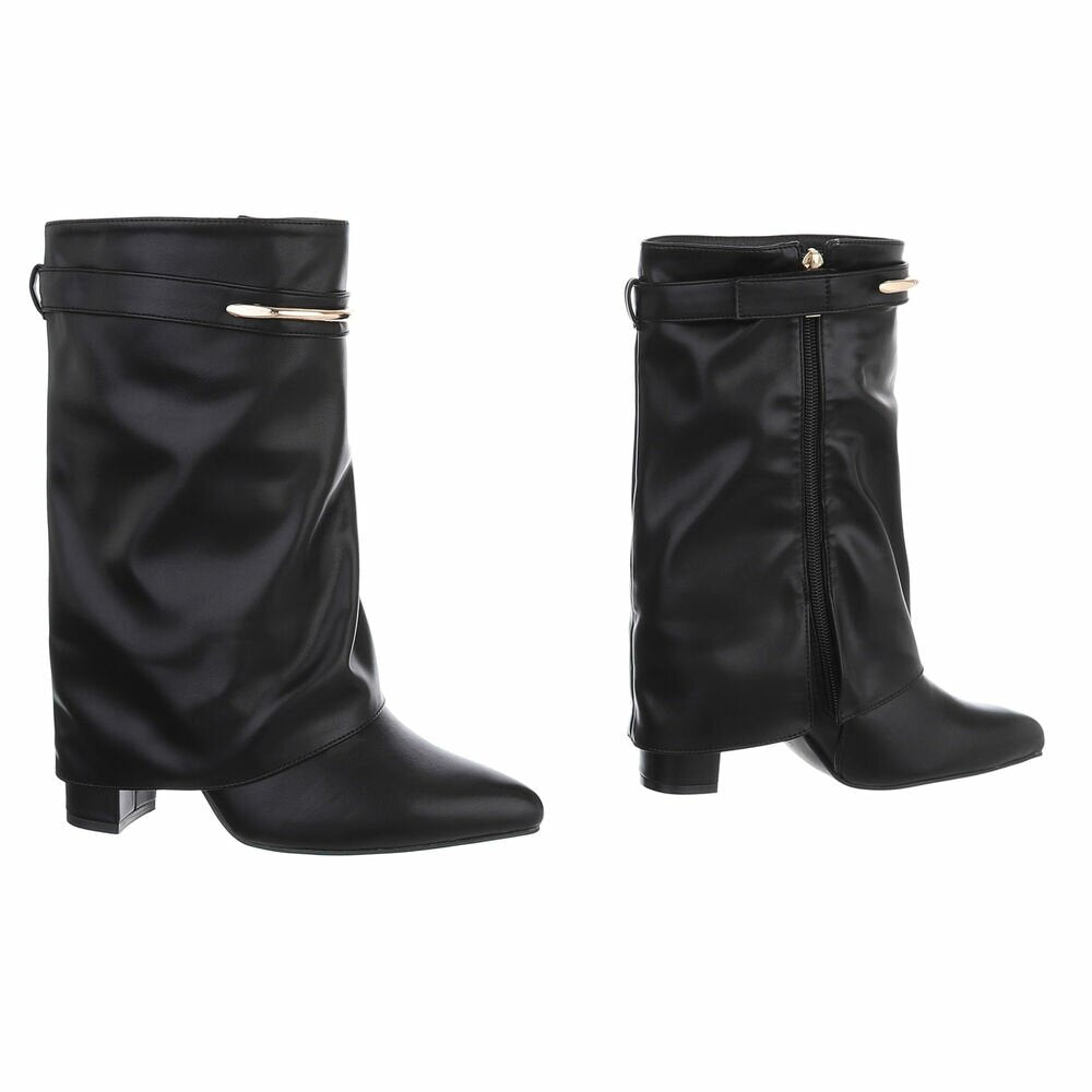 Stilingi slouchy / laisvo stiliaus juodi aukštakulniai aulinukai